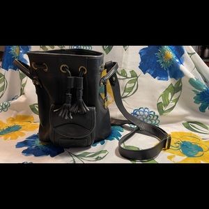 Downey & Bourke Nubuck Black Leather Bucket Purse - Vintage